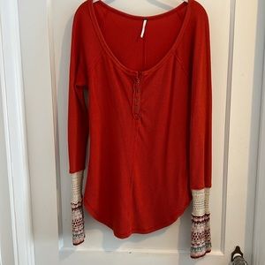 Free People Thermal with Crochet Sleeves